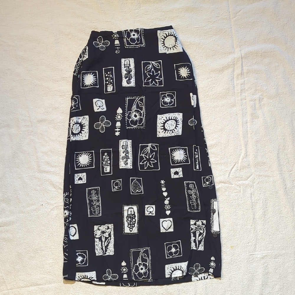 Black & White Patterned Maxi Skirt